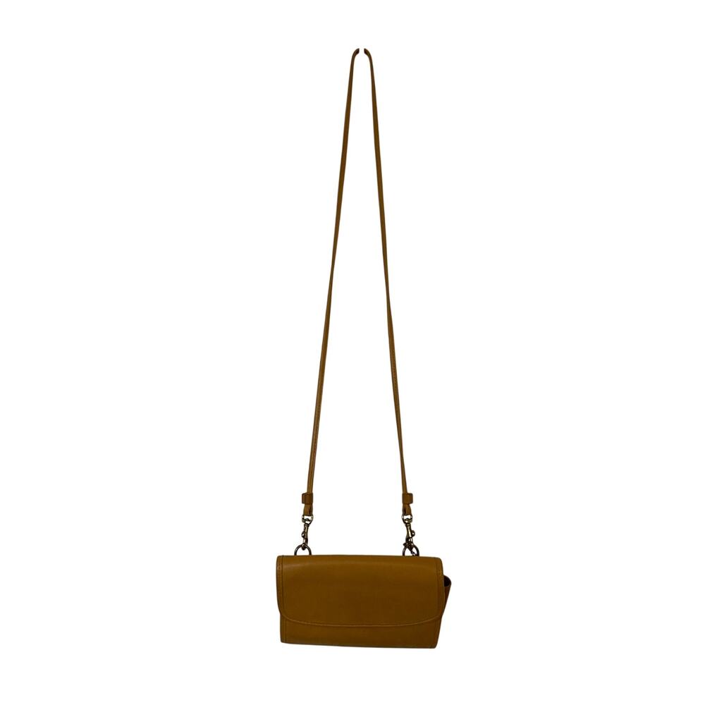 Coach Mustard Yellow Leather Crossbody Clutch Wristlet Bag